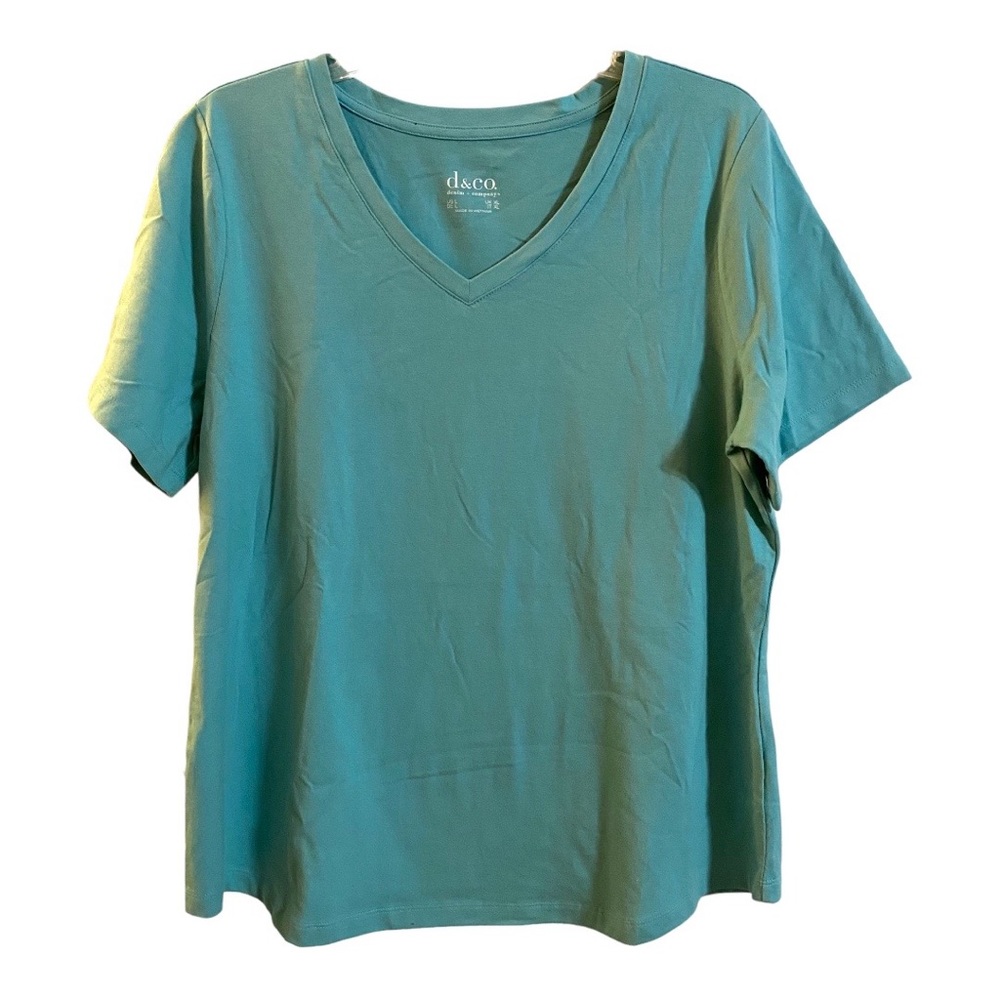 Denim & Co. Women’s Teal Short Sleeved Tee L
